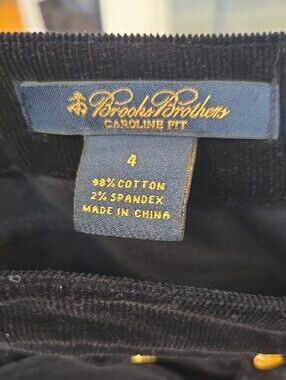 Brooks Brothers Women's Caroline Fit Black Slim Straight Corduroy Pants (4)